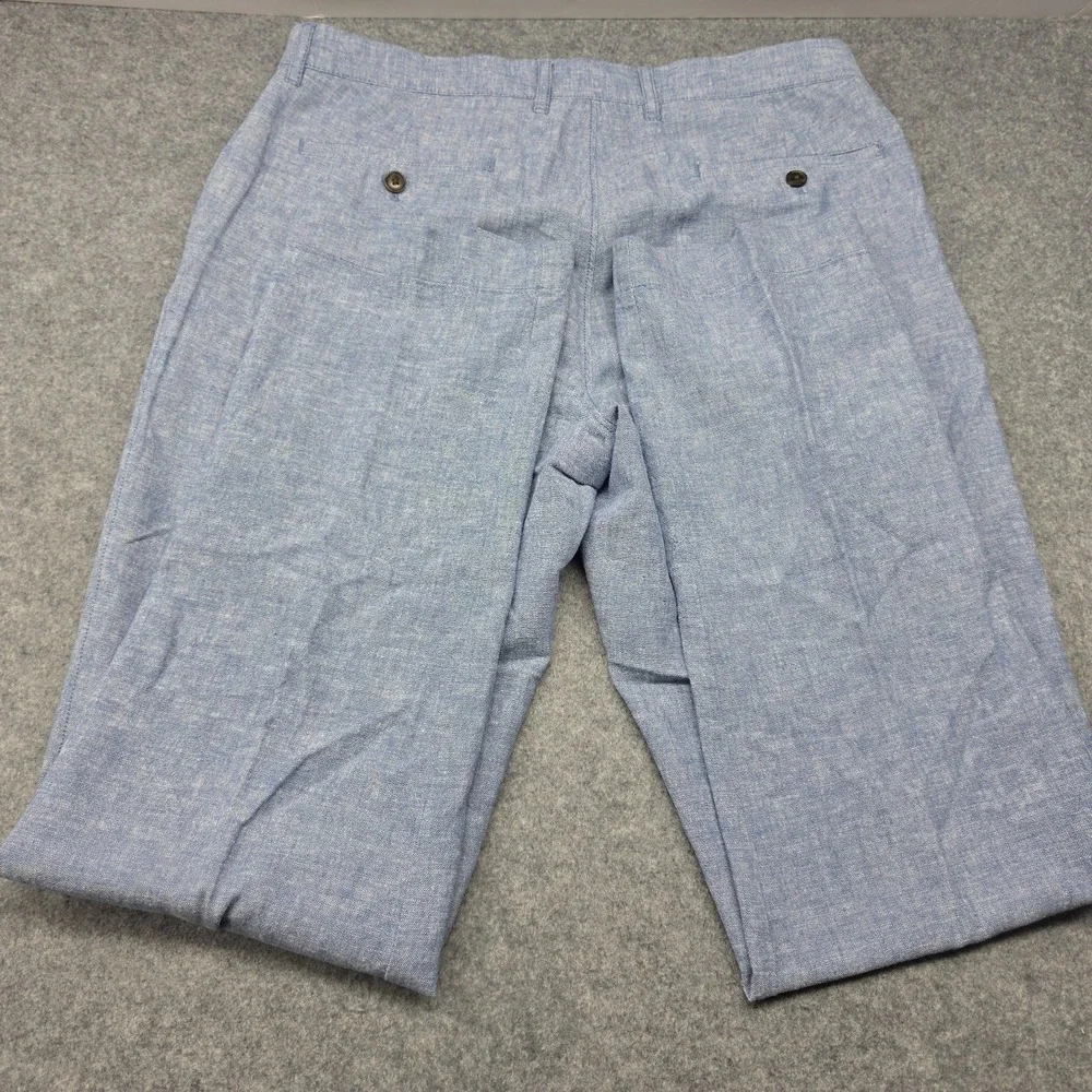 J Crew Pants Mens 34x34 Straight Blue Woven Cotton Linen Dress Pants
